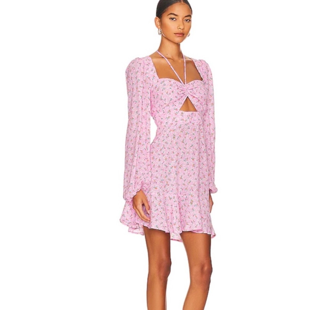 AFFIRM X REVOLVE PAULINA MINI DRESS IN LILAC DITSY